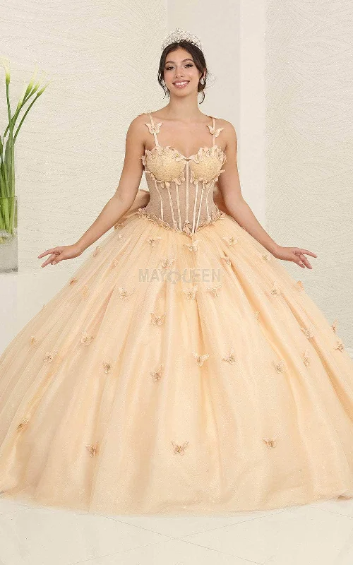 ivory gown dressesMay Queen LK239 - Butterfly Applique Ballgown