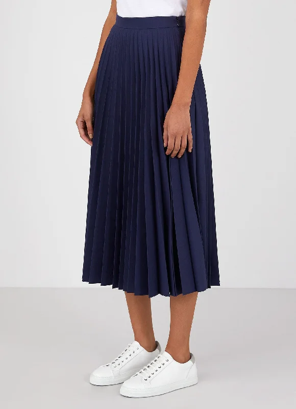 women's timeless satin skirtsWomen's Pleated Skirt in Navy