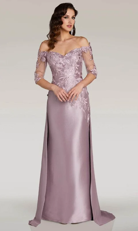 modern gown dressesFeriani Couture 18390 - Embroidered Off Shoulder Formal Gown