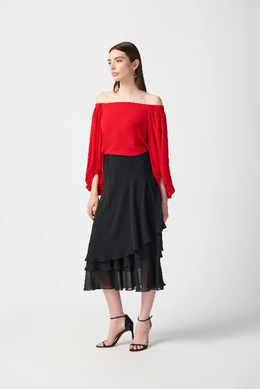 women's woven A-line skirts for summerJoseph Ribkoff Layered Chiffon Skirt