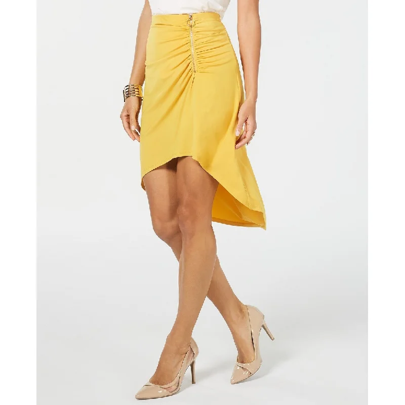 women's sustainable striped skirtsThalia Sodi Women's Ruched High-Low Skirt Dark yellow Size XXL - XX-Large