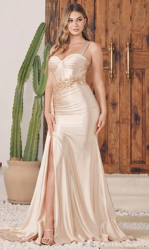 minimalist gown dressesNox Anabel E1239 - One Shoulder Gown