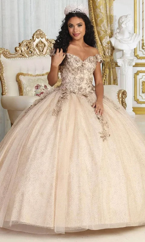 red carpet gown dressesMay Queen LK222 - Floral Off Shoulder Ballgown