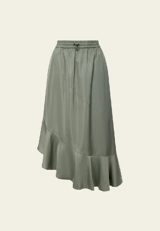 women's chic wrap skirtsDrawstring-waist Exposed-seam Asymmetric-hem Skirt