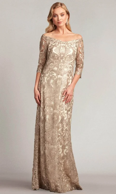 gown dress alterations adviceTadashi Shoji ATV18236L - Off Shoulder Sequin Lace Formal Gown