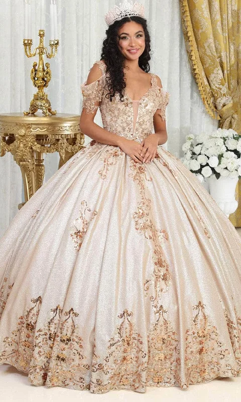 prom gown dressesMay Queen LK213 - Applique Cold Shoulder Ballgown