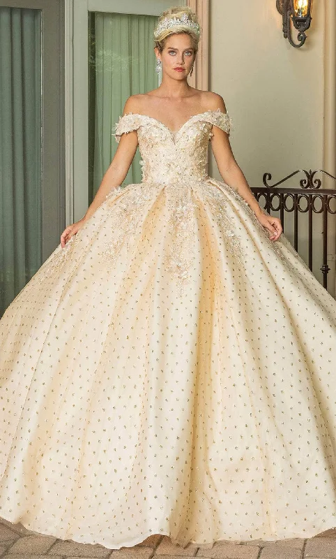 gown dress fitting tipsDancing Queen 1726 - Off Shoulder Ballgown