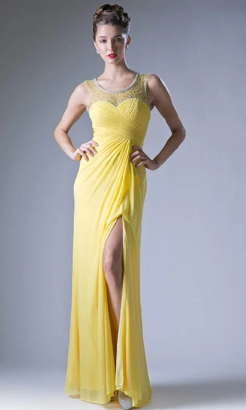 illusion gown dressesLadivine XP13 - Beaded Chiffon Long Gown