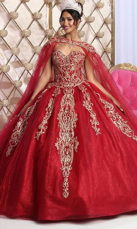 dark gown dressesMay Queen LK230 - Cape Lace Applique Ballgown