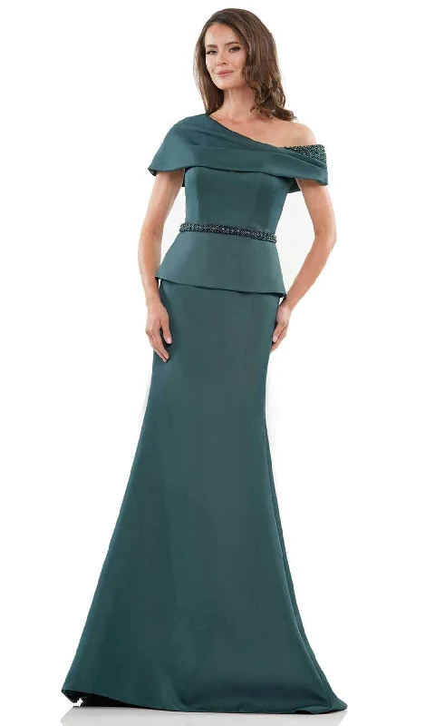 lace gown dressesMarsoni by Colors MV1239 - Off-Shoulder Asymmetrical Formal Gown