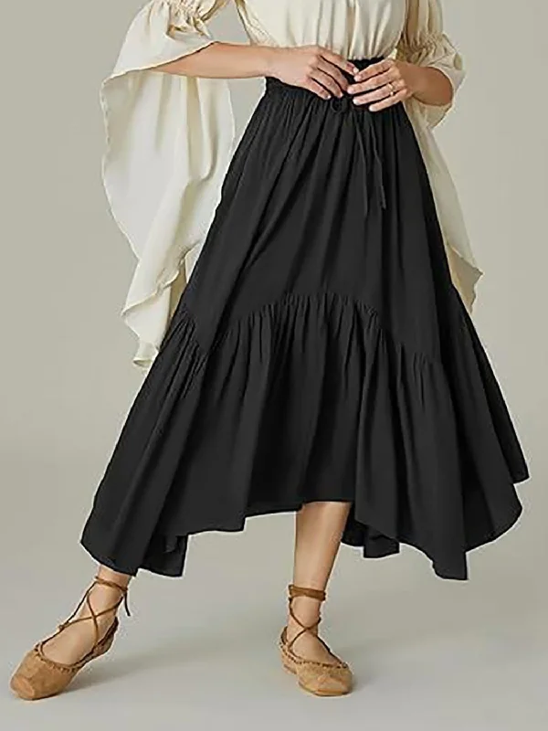 women's lace A-line skirtsSmocked Waist Band Ruched Layered Skirt