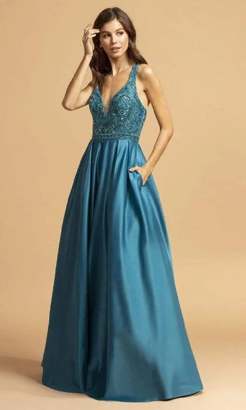 satin party dressesTrevi Collection - L2174 Sleeveless A-Line Evening Dress