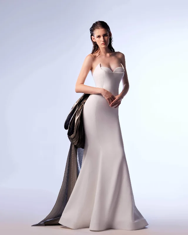 tulle party dressesMNM Couture G1720 - Metallic Bow Evening Gown