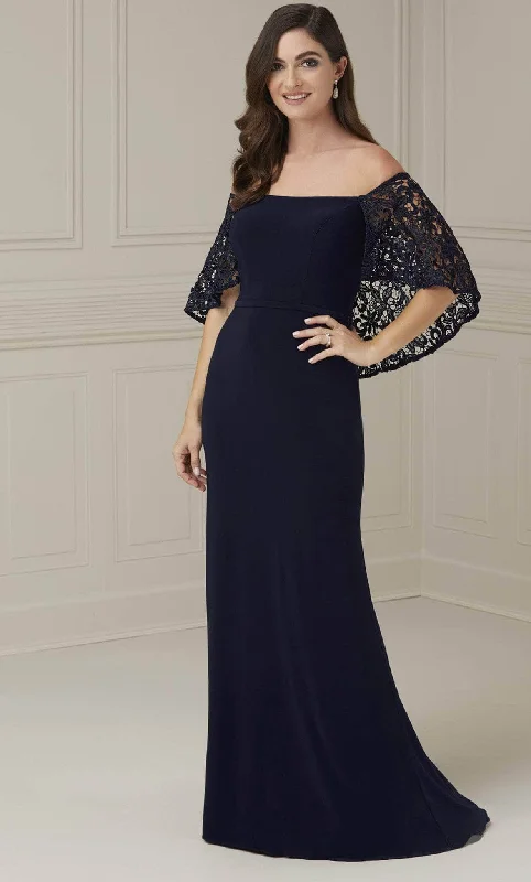 chic party dressesChristina Wu Elegance 17113 - Lace Cape Sheath Evening Dress