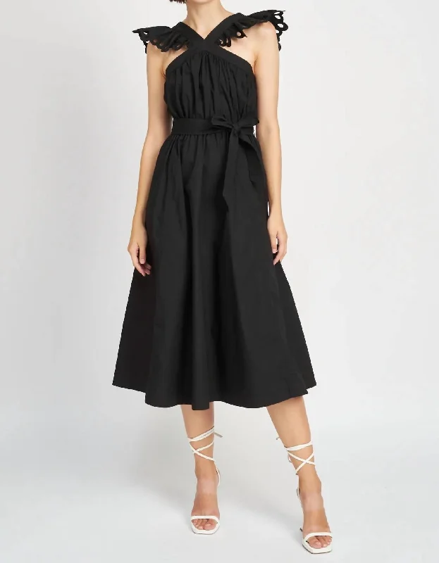 casual chic midi dressesCrista Midi Dress In Black