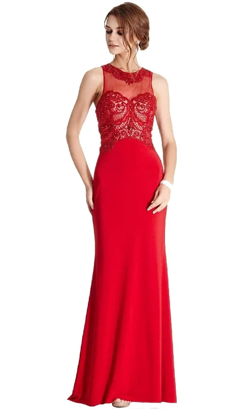 curve-hugging party dressesTrevi Collection - Bedazzled Jewel Neck Sheath Evening Dress