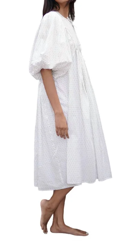 maxi-length midi dressesBlock Printed Midi Summer Dress In White