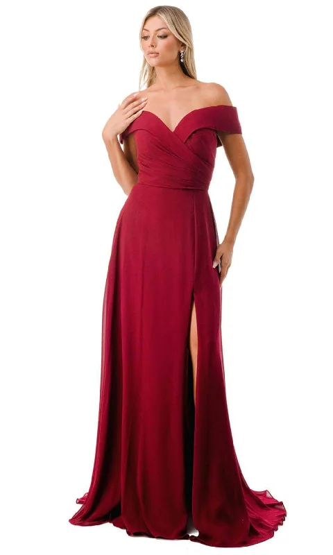 minimalist party dressesTrevi Collection L2767Y - Foldover Off Shoulder Evening Gown