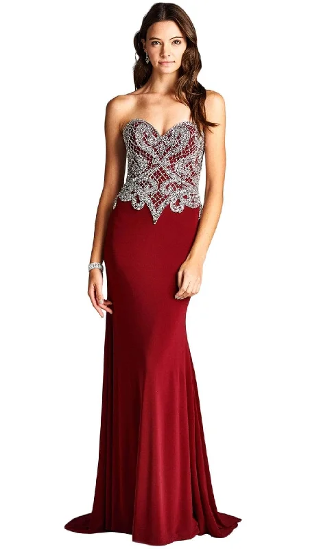 elegant party dressesTrevi Collection - L1887 Fitted Strapless Embellished Evening Dress