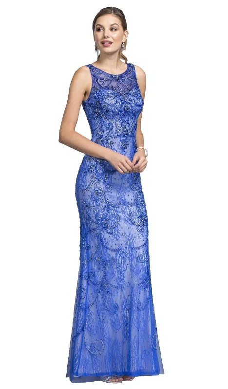 bridesmaid party dressesTrevi Collection - Embellished Bateau Neck Sheath Evening Dress