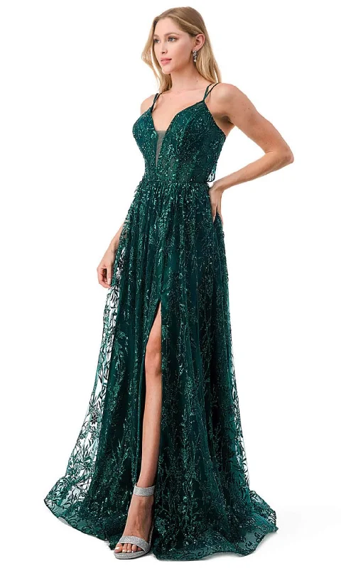 maximalist party dressesTrevi Collection L2769T - Glitter Evening Prom Dress with Slit