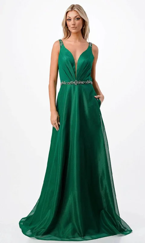 clubwear party dressesTrevi Collection P2115 - Bejeweled Waist Evening Dress