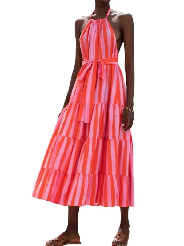 midi cocktail dressesJulia Midi Dress In Bubblegum Stripe