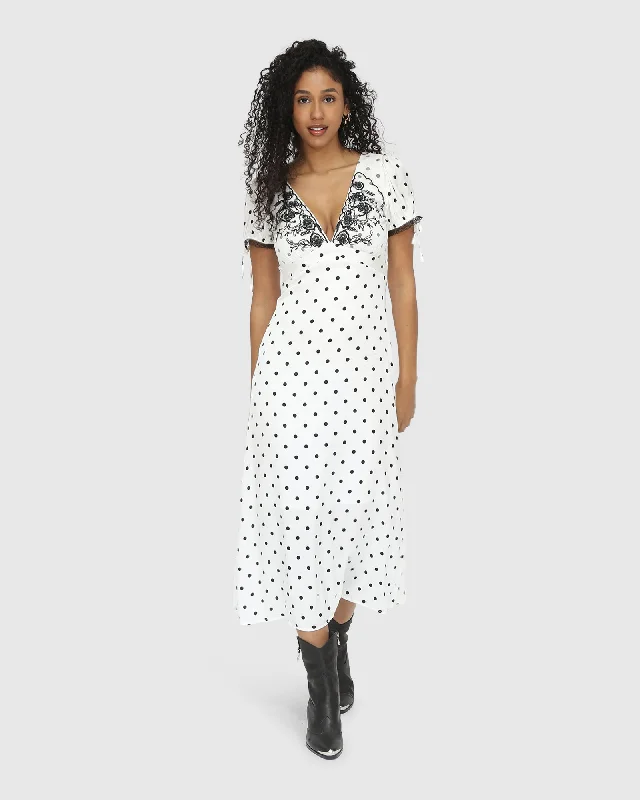 long midi dressesYou & I Polka Dot Midi Dress