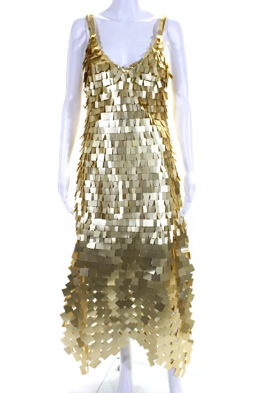 elegant midi dressesSimkhai Gold Sequin Midi Dress