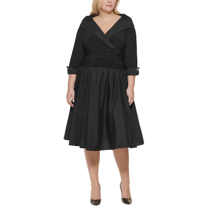 midi dresses for autumnPlus Womens A-Line Midi Cocktail And Party Dress