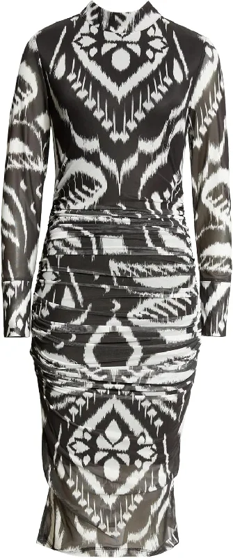 midi dresses with bow detailsFarm Rio Women's Tulle Midi Dress, Pineapple Ikat Black