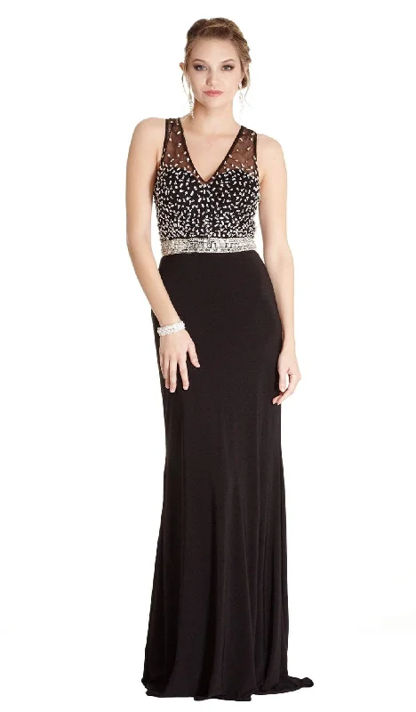 mini party dressesTrevi Collection - Glittering Illusion V-neck Sheath Evening Dress