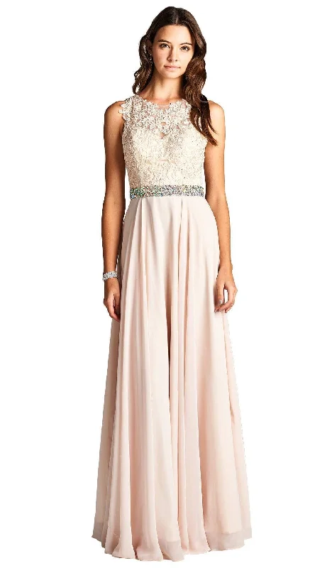 comfortable party dressesTrevi Collection - Floral Lace Jeweled Evening Dress