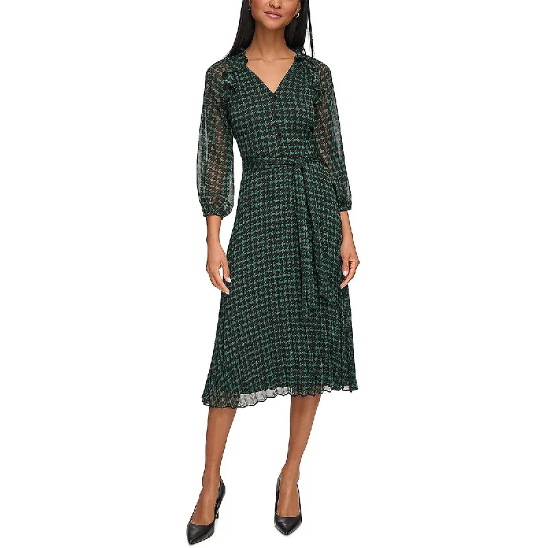 tulle midi dressesWomens Chiffon Houndstooth Midi Dress