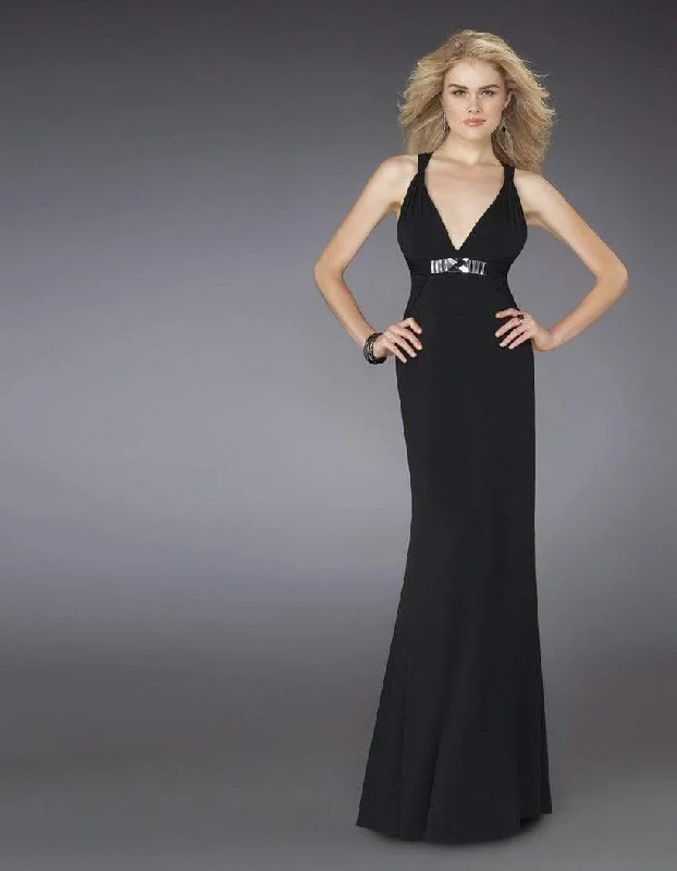 handmade party dressesLa Femme - 14180SC Fitted Jeweled Waist Evening Dress