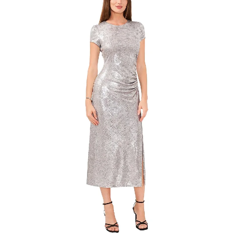 stylish midi dressesWomens Metallic Midi Cocktail And Party Dress