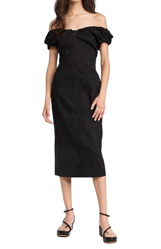 casual everyday midi dressesNora Midi Dress In Black