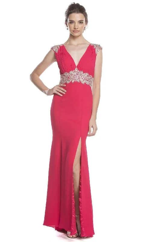 high-low party dressesTrevi Collection - Crystal Embellished Fitted Evening Dress