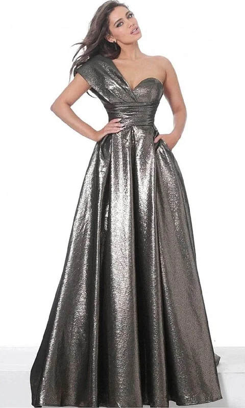 velvet party dressesJovani 04170SC - Metallic A-Line Evening Gown