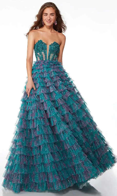 themed party dressesAlyce Paris 61535 - Tiered Ruffles Evening Dress