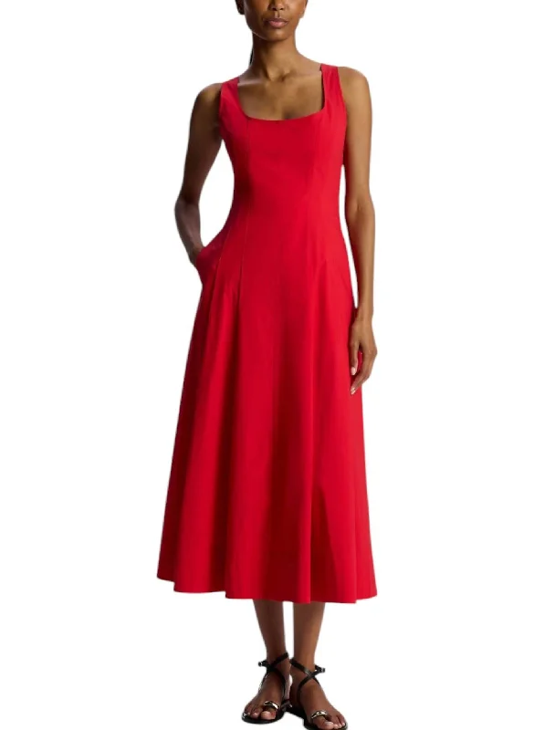 everyday midi dressesIsabel Cotton Midi Dress In Rouge