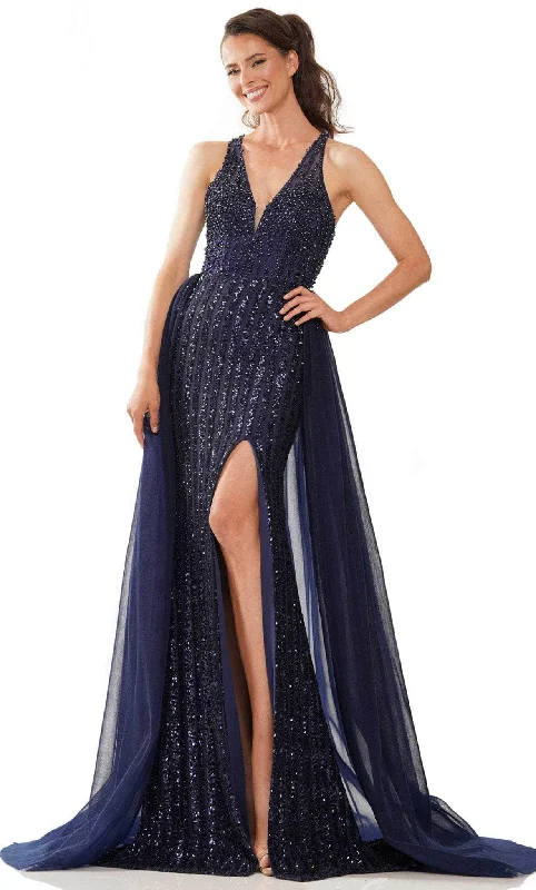 midi party dressesColors Dress 2818 - Beaded Overskirt Evening Gown