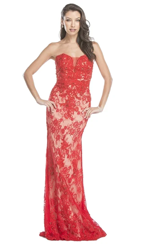 budget-friendly party dressesTrevi Collection - Floral Lace Sweetheart Fitted Evening Dress