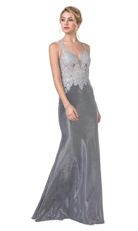 budget-friendly party dressesTrevi Collection - L2374 Embroidered Sheath Evening Dress