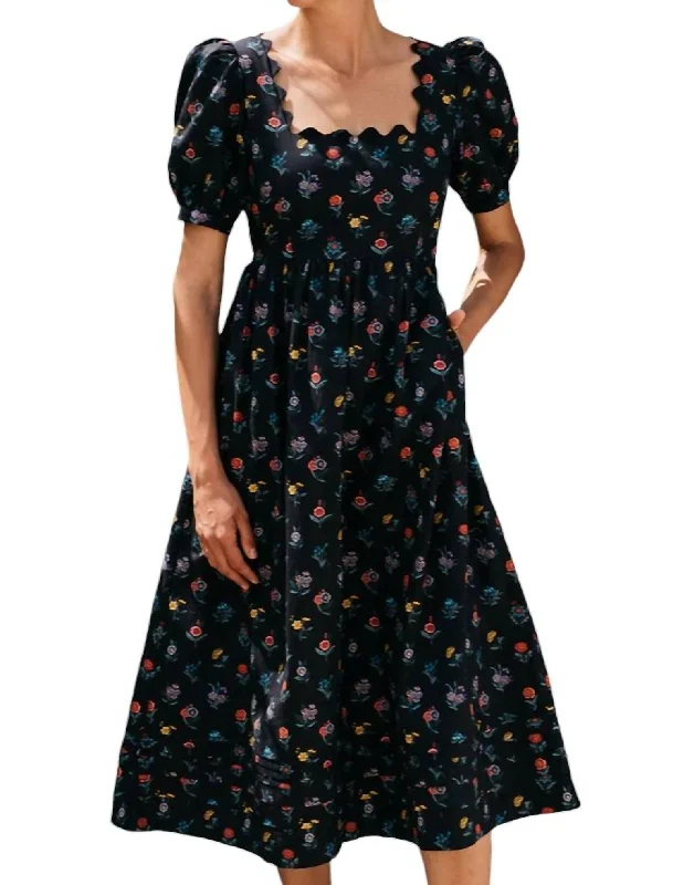 women's midi dressesGenevieve Midi Dress In Midnight Garden