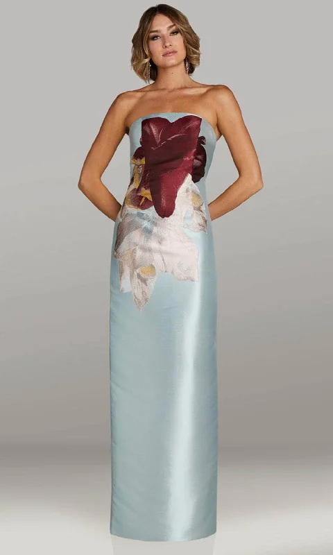 custom-made party dressesGia Franco 12433 - Floral Print Column Evening Gown