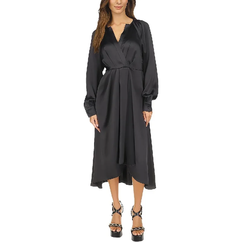 breathable midi dressesWomens Midi Surplice Wrap Dress