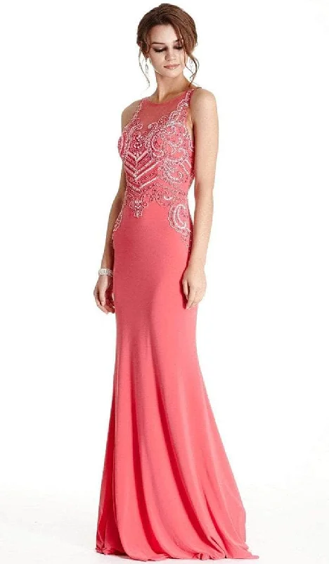 holiday party dressesTrevi Collection - Halter Beaded Evening Dress L1779