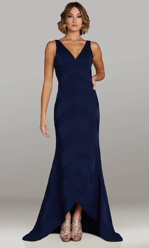 eco-friendly party dressesGia Franco 12424 - V-Neck Seam Sculpted Evening Gown