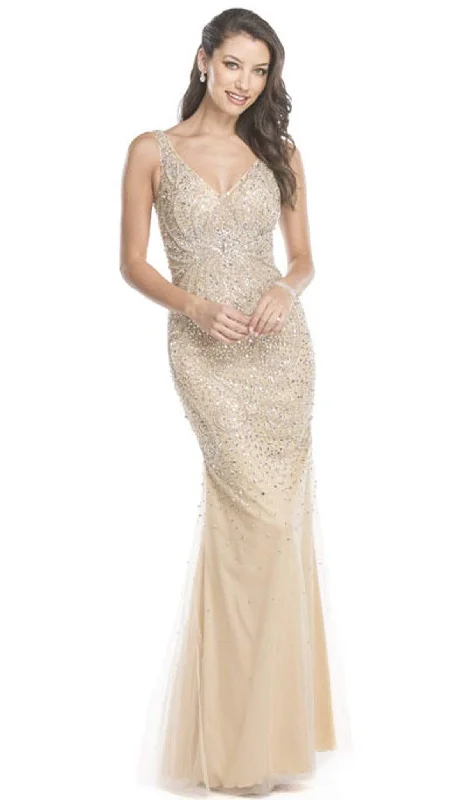 beach party dressesTrevi Collection - Sleeveless Sequined Sheath Evening Dress